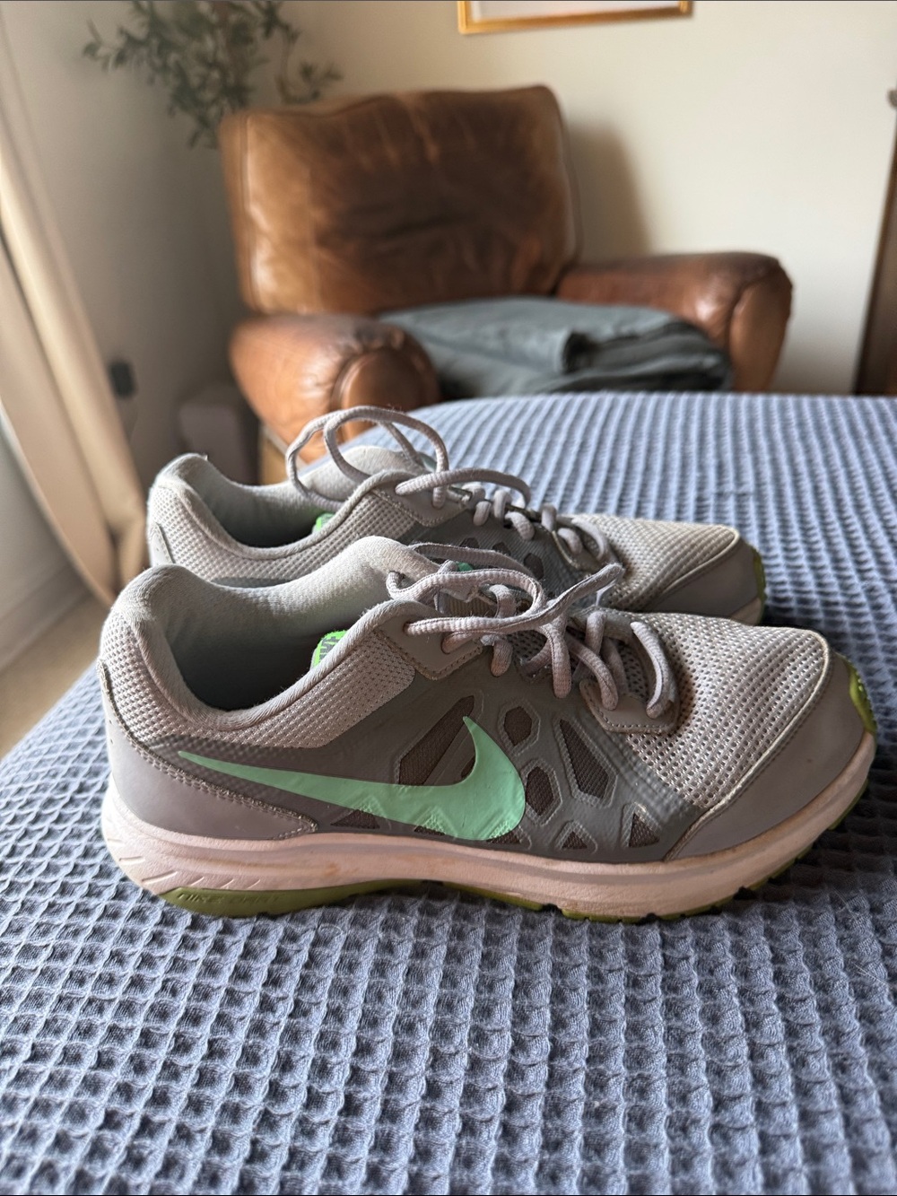 Nike Women's Gray Shoes with Mint Swoosh Size 8